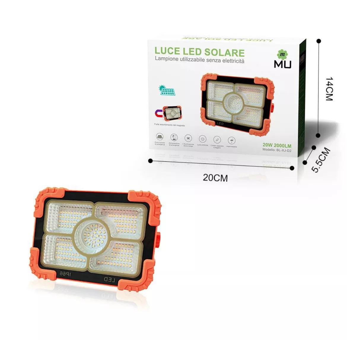 Luce Led Solare MUBL-XJ-D2 20W 2000LM - ART. 1646