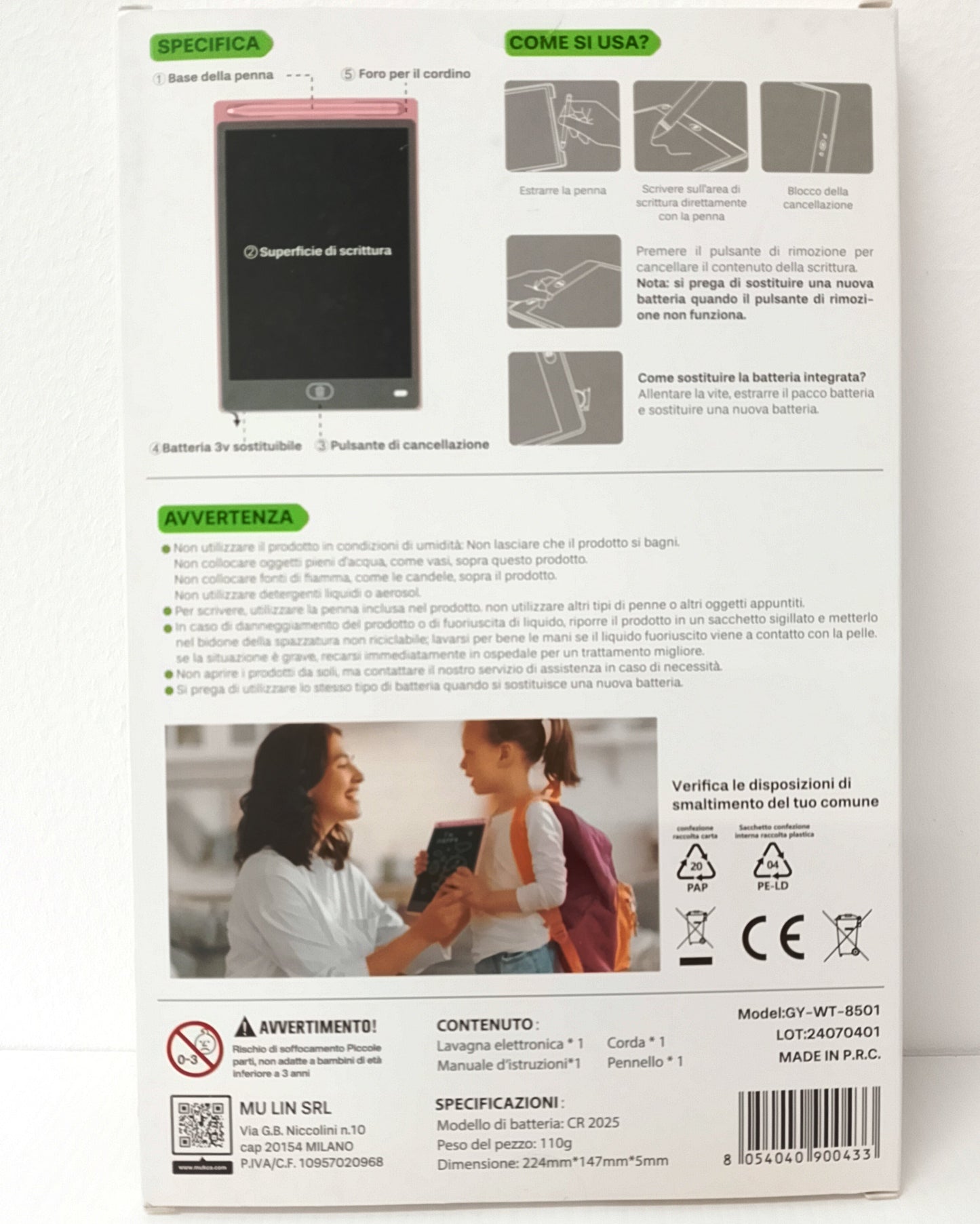 Tavoletta grafica LCD 8,5" ART. 1735