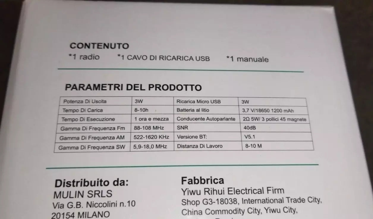 Radio retrò Mulin R-2066BT- ARTL. 1639
